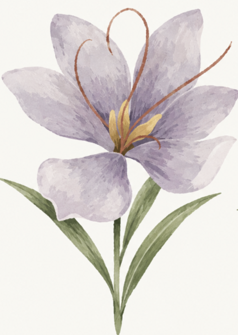 Watercolour purple saffron flower